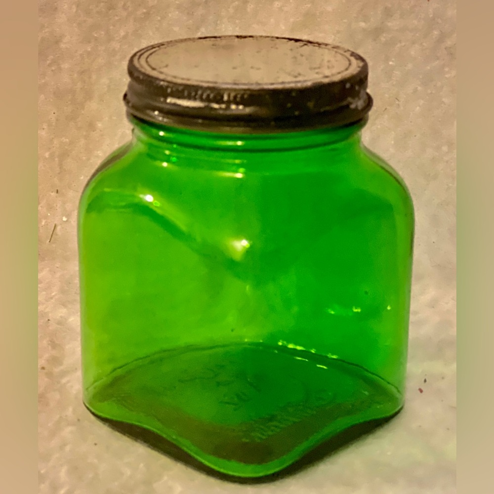 Vintage Duraglas 3 oz Green Jar with Lid